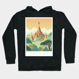 Vintage Retro minimal Serene Asian Temple Landscape Hoodie